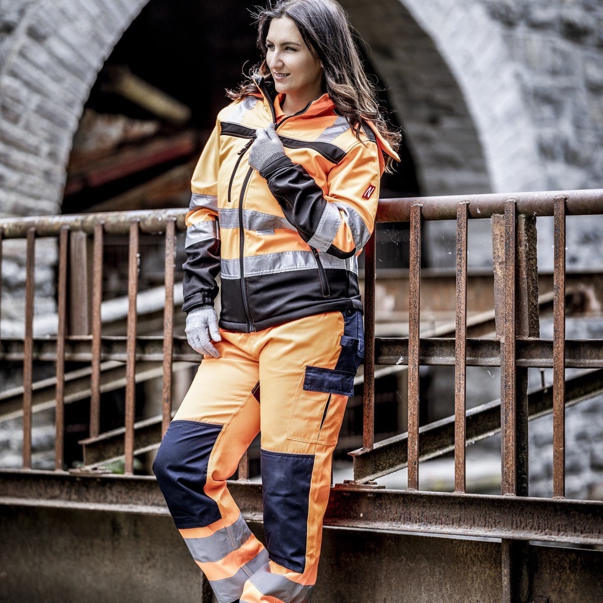 NITRAS MOTION TEX VIZ, Warn-Softshelljacke, neonorange / schwarz