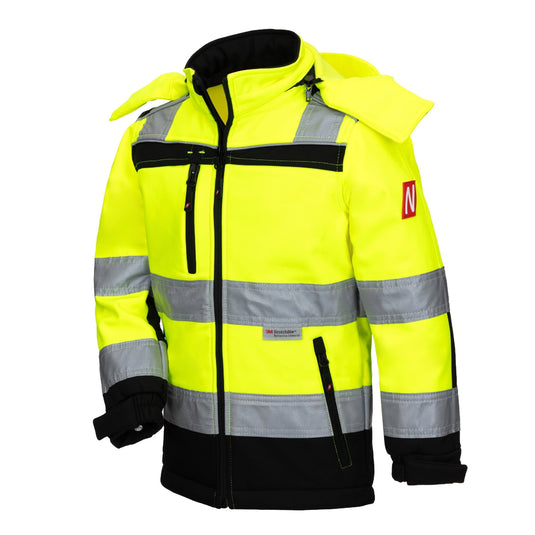 NITRAS MOTION TEX KIDS, Warn-Softshelljacke, neongelb / schwarz