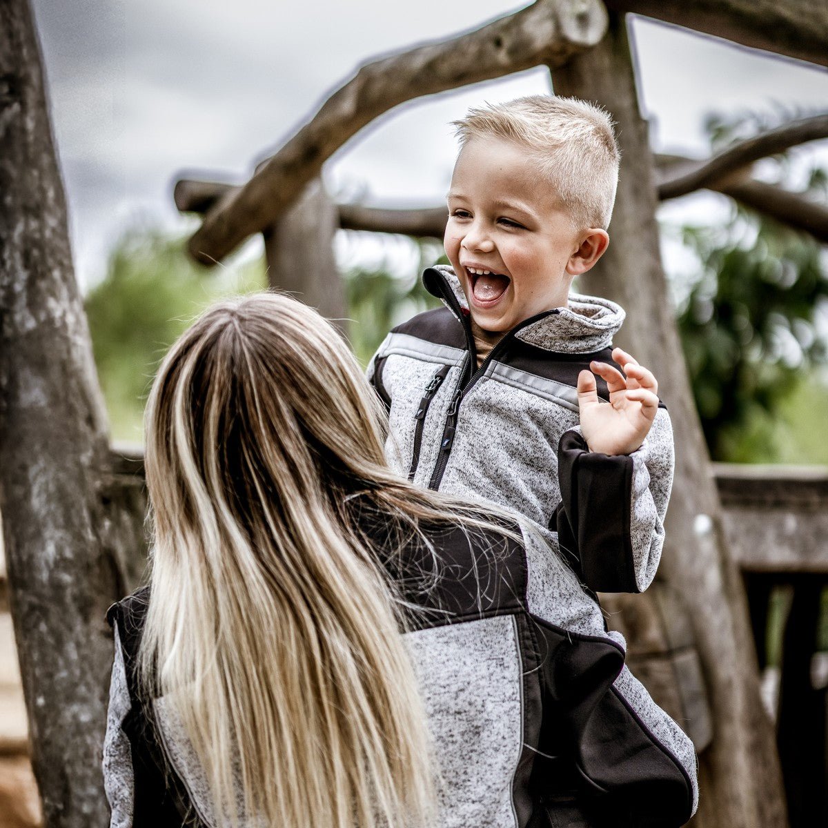 NITRAS MOTION TEX KIDS, veste softshell tricotée, gris clair / noir