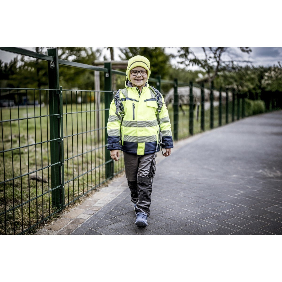 NITRAS MOTION TEX VIZ PLUS KIDS, Warn-Winterjacke, neongelb / marineblau