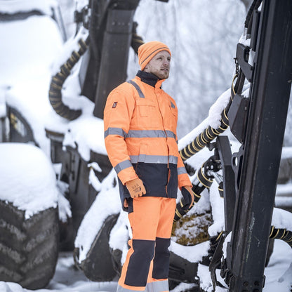 NITRAS MOTION TEX VIZ, parka haute visibilité, orange fluo/bleu marine