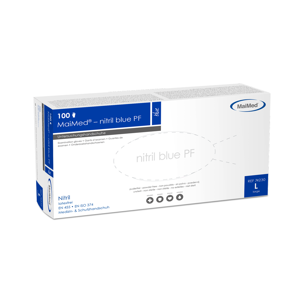 MaiMed-nitril blue PF Blau, unsteril, puderf. Latexfreie-Handschuhe zu 100 St./Box