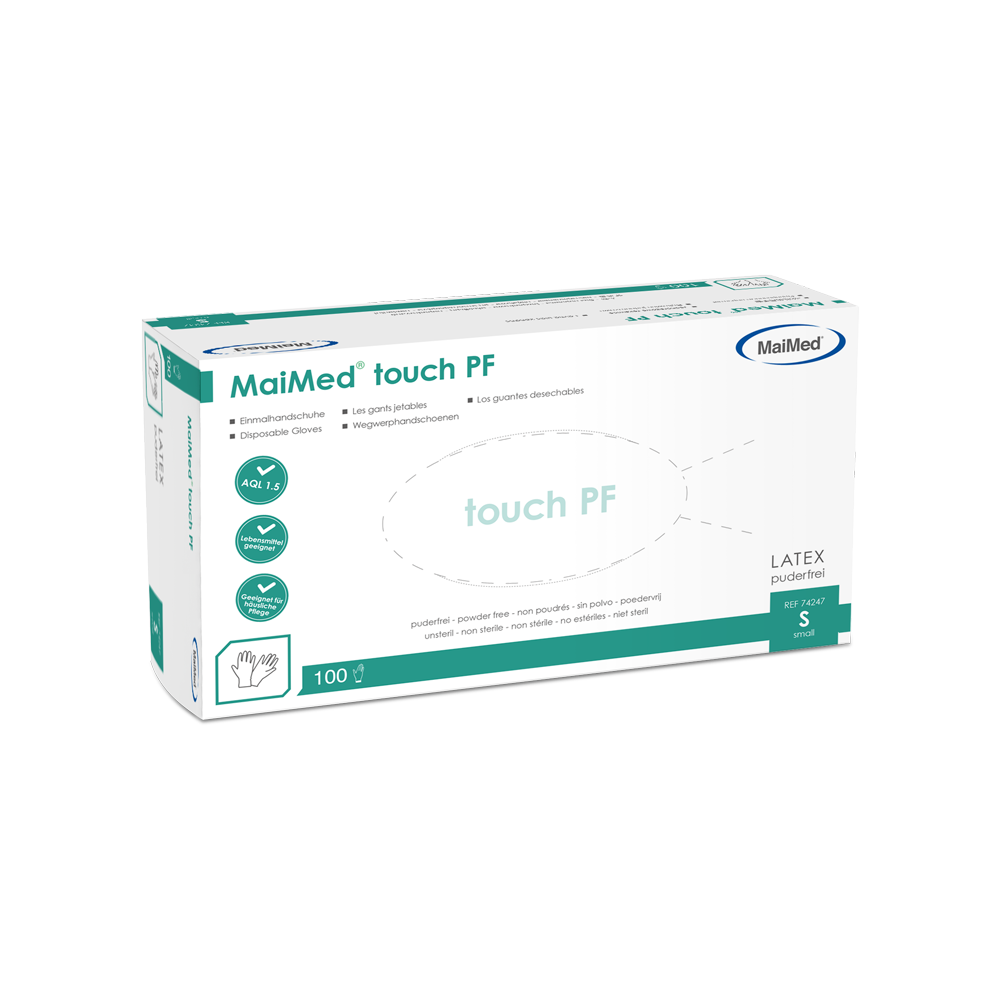 MaiMed touch PF Einmal-Latexhandschuhe, puderfrei, 100 St./Box