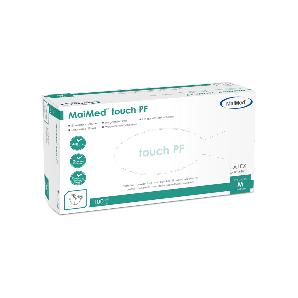 MaiMed touch PF Einmal-Latexhandschuhe, puderfrei, 100 St./Box