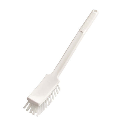 La brosse à manche 400x48x35 mm, dure de Diversey Deutschland GmbH & Co. OHG est une brosse en plastique blanc avec un long manche et des poils rigides, parfaite pour récurer les surfaces ou nettoyer les endroits difficiles d'accès.