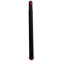 Ein Verlängerungsrohr für TASKI SO4 von Diversey Deutschland GmbH & Co. OHG, schwarz mit roten Akzenten, steht aufrecht vor weißem Hintergrund-ideal für professionelle Reinigung und zusätzliche Reichweite. Packung: 1 Stück.