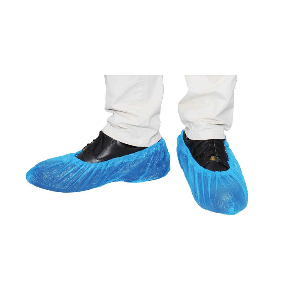 Couvre-chaussures MaiMed-Cover CPE Couvre-chaussures jetables en CPE, bleus, 100 pièces/paquet. | Paquet (100 pièces)