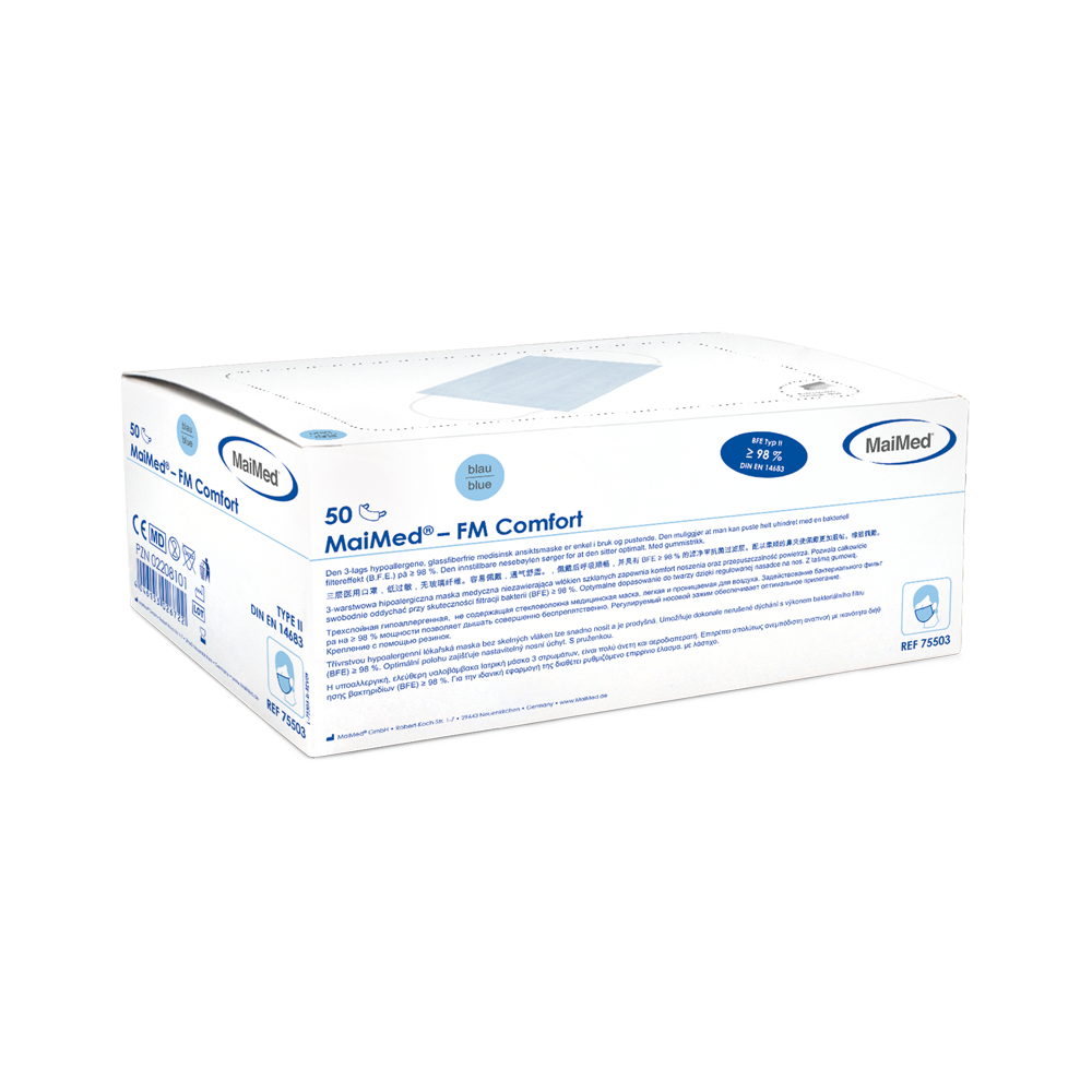 Masque chirurgical MaiMed-FM Comfort, non stérile, 3 épaisseurs, 50 pièces/boîte