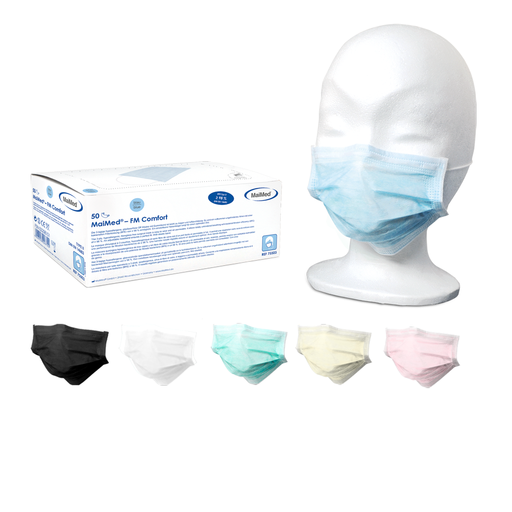 Masque chirurgical MaiMed-FM Comfort, non stérile, 3 épaisseurs, 50 pièces/boîte