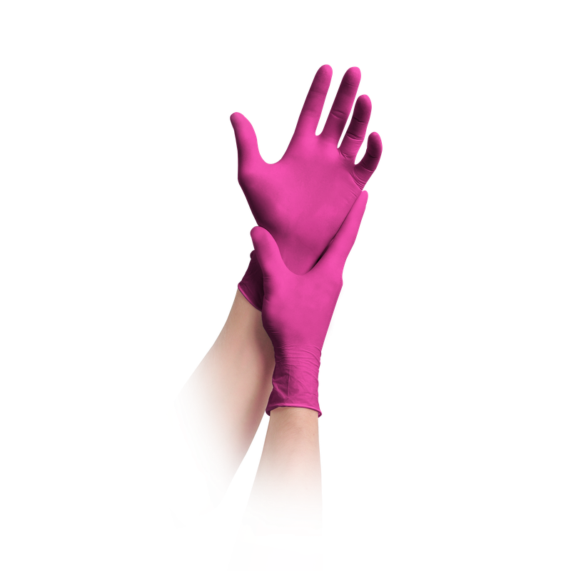 MaiMed-solution100 Latexfreie-Handschuhe, magenta, unsteril, puderfrei