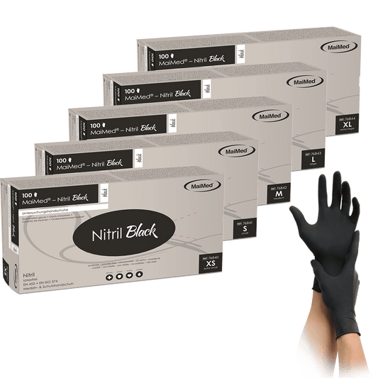 MaiMed-Nitrile Black gants noirs, non stériles, non poudrés et sans latex 100 pièces/boîte
