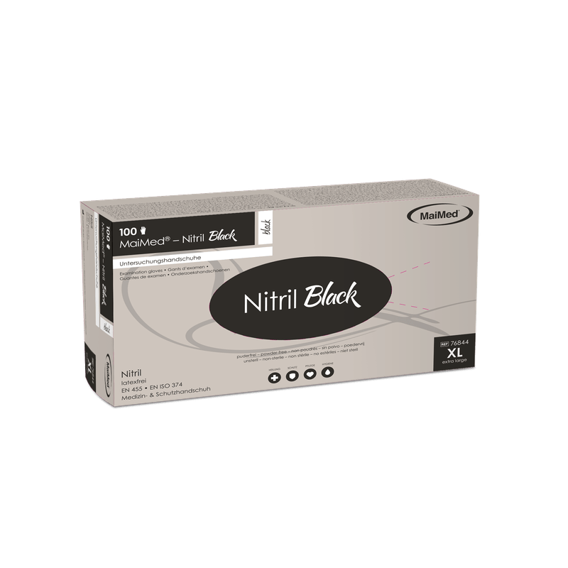 MaiMed-Nitrile Black gants noirs, non stériles, non poudrés et sans latex 100 pièces/boîte