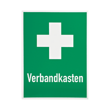 Rettungszeichen 400 x 300 mm Erste-Hilfe-Kreuz - Beschriftung Verbandkasten