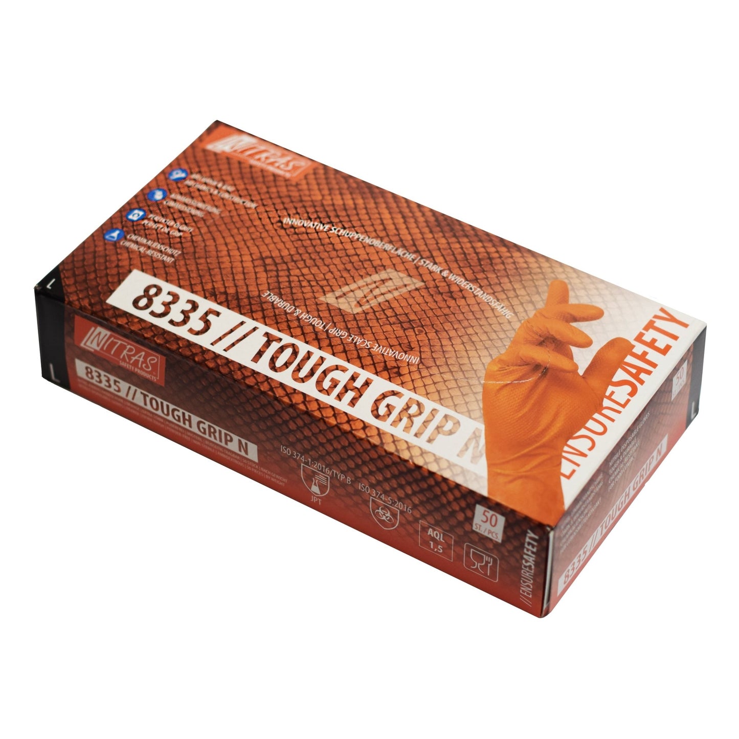 NITRAS TOUGH GRIP N, Nitril-Einmalhandschuhe, orange
