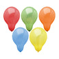 Cinq PAPSTAR ballons gonflables Ø 29 cm, triés par couleur (rouge, vert, orange, bleu, jaune) de la société PAPSTAR GmbH sont disposés en deux rangées sur un fond blanc. Dans la rangée supérieure, il y a trois ballons, et dans la rangée inférieure, deux. Chaque ballon montre un reflet de lumière.
