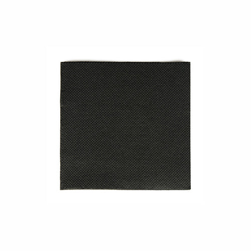 Eine quadratische schwarze, 2-lagige mikrogeprägte PAPSTAR 125 „PUNTO“ Serviette (20x20 cm) der PAPSTAR GmbH ist auf einem schlichten weißen Hintergrund zentriert – ideal für elegante Tischdekoration.
