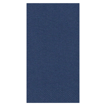 Les PAPSTAR 250 serviettes, 3 plis 1/8 pli de la société PAPSTAR GmbH sont des serviettes unies, bleu marine, rectangulaires avec une structure subtile au bord de la taille 33 x 33 cm - idéales pour la gastronomie avec style et durabilité. Exposées sur un fond blanc.