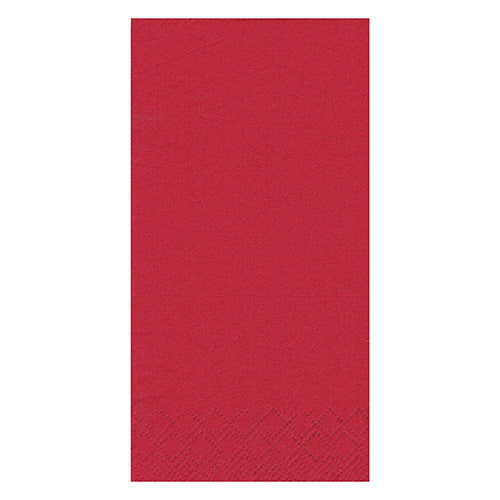 Une serviette en papier rouge 3 plis unique de la société PAPSTAR GmbH (PAPSTAR 250 serviettes, 1/8 pli) avec un motif en relief subtil au bas sur un fond blanc.