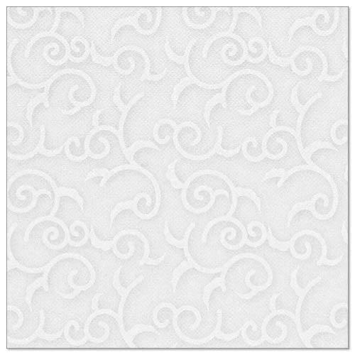 Les PAPSTAR GmbH ROYAL Collection 50 serviettes blanches (1/4 pliées, 40 x 40 cm) sont ornées d'un motif de volutes embossé qui ajoute structure et style - idéal pour des tables élégantes.