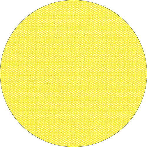 Ein einfarbiger gelber Kreis mit einem strukturierten, gewebten Muster, inspiriert von der Starpak Tischdecke "soft selection plus" von Starpak, wird auf weißem Hintergrund gezeigt.