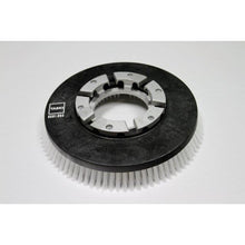 Die Scheuerbürste Nylon (35 cm) von Diversey Deutschland GmbH & Co. OHG ist eine runde Standard-Scheuerbürste mit weißen Borsten für swingo 2500, beschriftet mit "TASKI 8501.080", konzipiert für Hartböden. Ein Stück pro Packung, abgebildet auf einfarbig weißem Hintergrund.