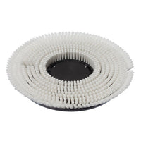 La brosse de shampouinage à l'eau Diversey (Ø 43 cm) est dotée de poils denses et concentriques sur fond noir, idéale pour le nettoyage des moquettes avec les modèles TASKI ergodisc 165, 200 ou duo. Elle est livrée à l'unité par paquet.