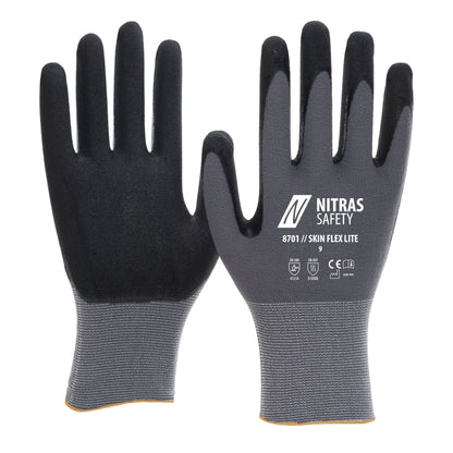 NITRAS SKIN FLEX LITE, gants de montage, gris/noir