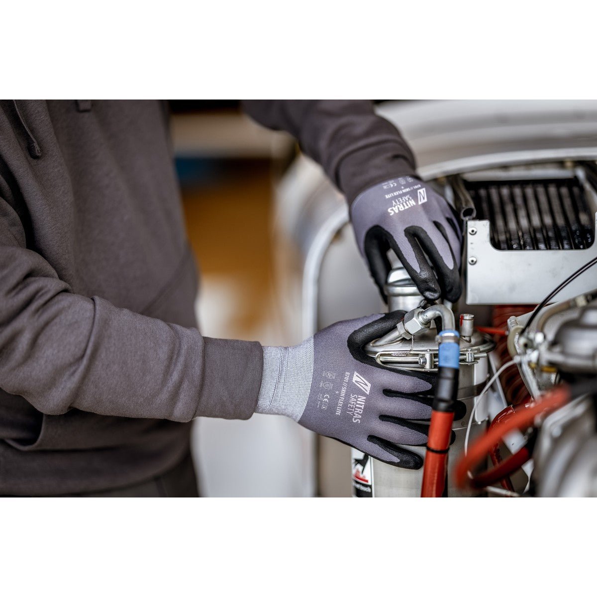 NITRAS SKIN FLEX LITE, gants de montage, gris/noir