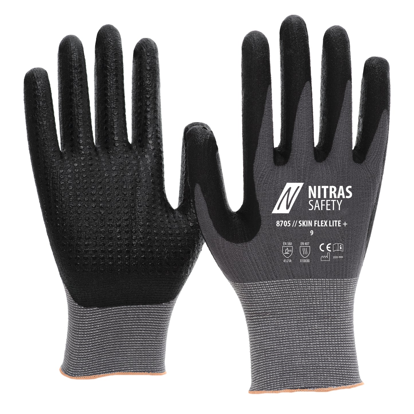 NITRAS SKIN FLEX LITE+, Montagehandschuhe, grau / schwarz