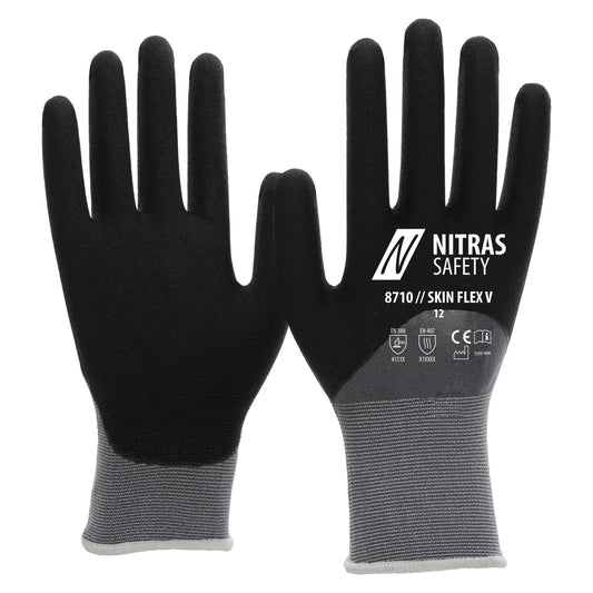 NITRAS SKIN FLEX V, Montagehandschuhe, grau / schwarz