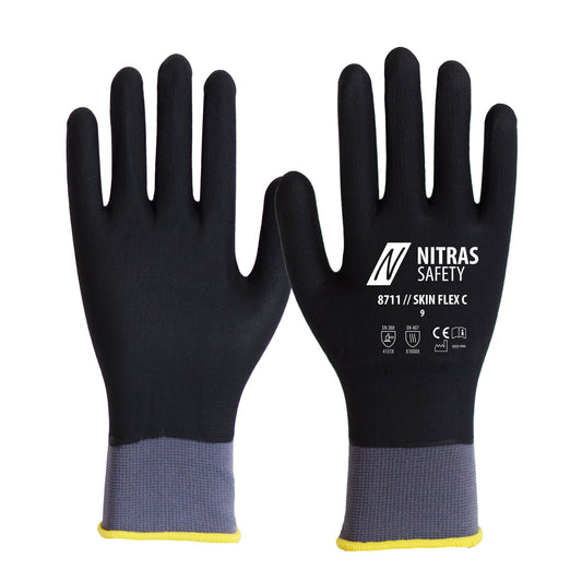 NITRAS SKIN FLEX 3D, Montagehandschuhe, grau / schwarz