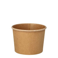 Un gobelet à soupe rond, de couleur marron et respectueux de l'environnement, de PAPSTAR GmbH (9,8 cm), idéal pour les soupes et les en-cas, avec un bord roulé. Conditionnement : 25 pièces. Photographié sur fond blanc.