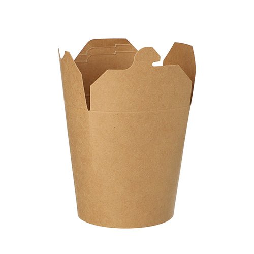 Eine PAPSTAR 25 Snackboxen, Pappe eckig braun der PAPSTAR GmbH steht offen mit vier aufrecht stehenden Klappen, leer und vor weißem Hintergrund.