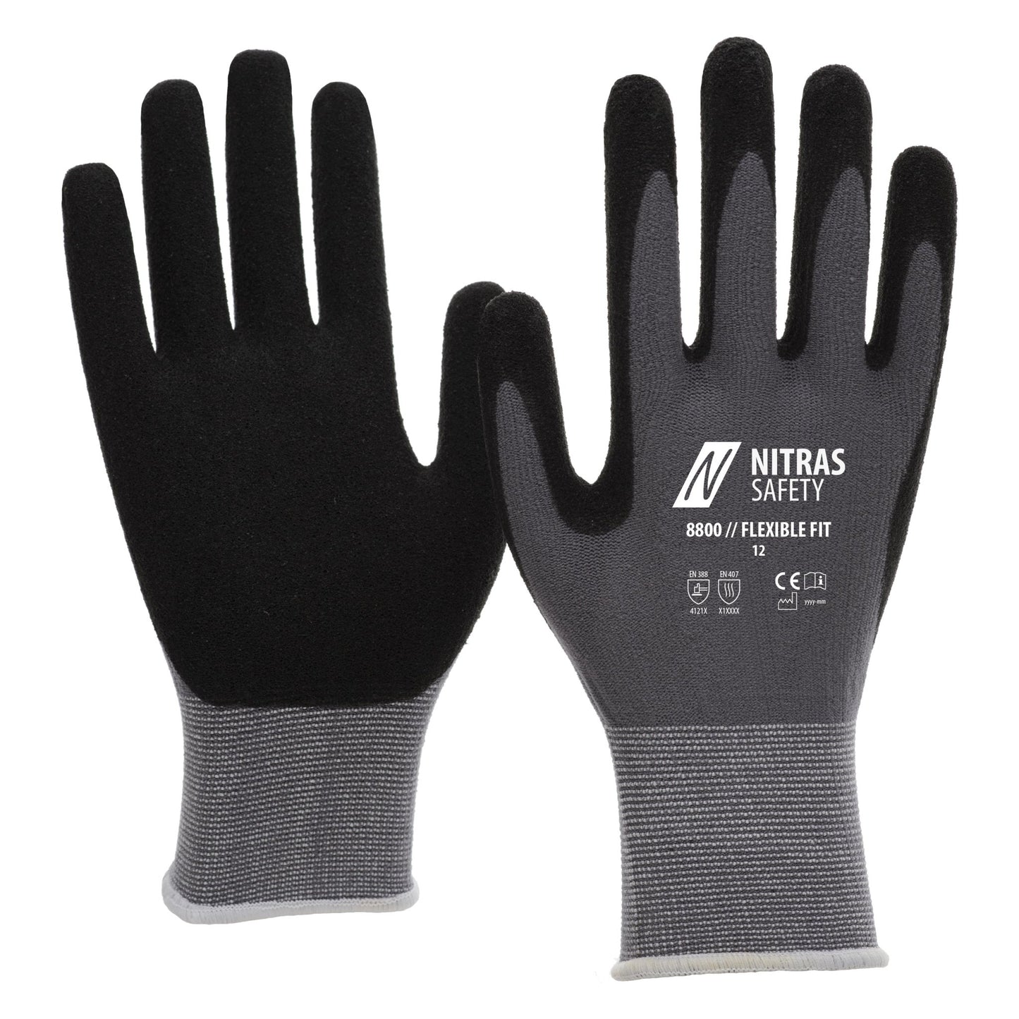 NITRAS FLEXIBLE FIT, Montagehandschuhe, grau / schwarz