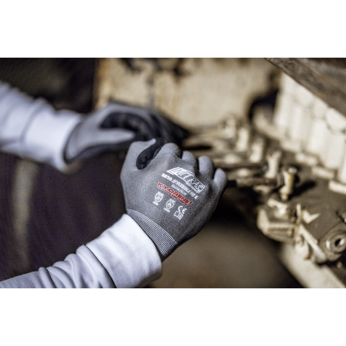 NITRAS FLEXIBLE FIT K, gants de montage, gris / noir