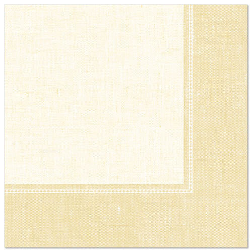 Die PAPSTAR 50 Servietten "ROYAL Collection" 1/4-Falz 40 x 40 cm champagner der PAPSTAR GmbH bieten ein klassisches Design mit heller Mitte und dunklerem champagner-beigen Rand, ideal für den elegant gedeckten Tisch.