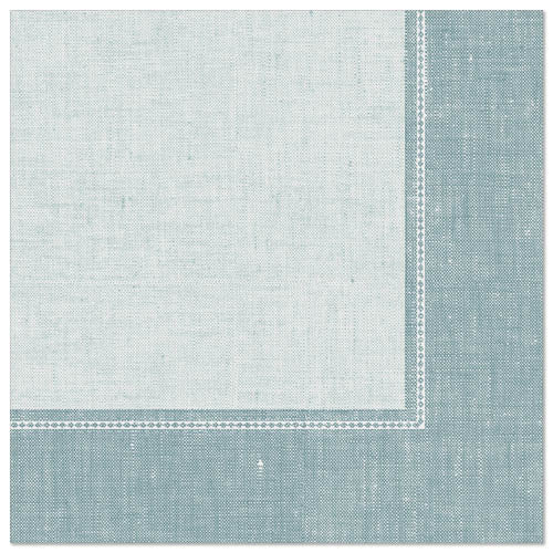 Un gros plan d'un PAPSTAR 50 serviettes "ROYAL Collection" pli 1/4 40 x 40 cm bleu de PAPSTAR GmbH, montrant une couleur bleu foncé avec un bord plus sombre et des coutures visibles, représenté sur un fond blanc simple.