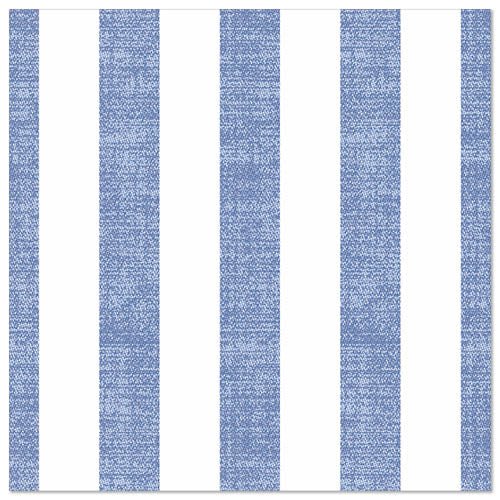 Les PAPSTAR GmbH "ROYAL Collection" 50 serviettes (40 x 40 cm, bleu) ont un motif carré avec des rayures longitudinales bleues texturées et blanches unies alternées, ajoutant ainsi une touche de style à votre table dressée.