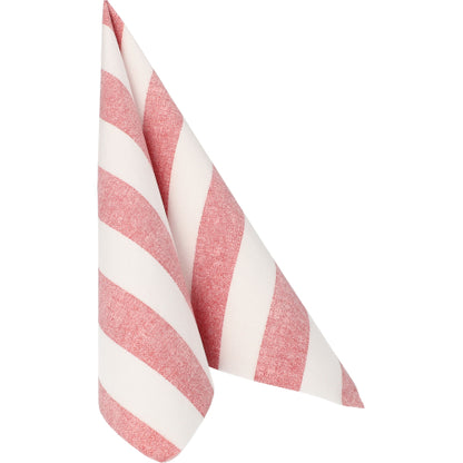 Une serviette de PAPSTAR GmbH "ROYAL Collection" (40 x 40 cm, bordeaux, 1/4 pli) d'un paquet de 50 est pliée en triangle devant un fond blanc.