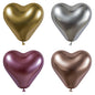 Die PAPSTAR 4 Luftballons groß von PAPSTAR GmbH sind metallisch glänzend in Gold, Silber, Violett und Roségold im Raster angeordnet – ideal für festliche Dekorationen bei jedem Anlass.