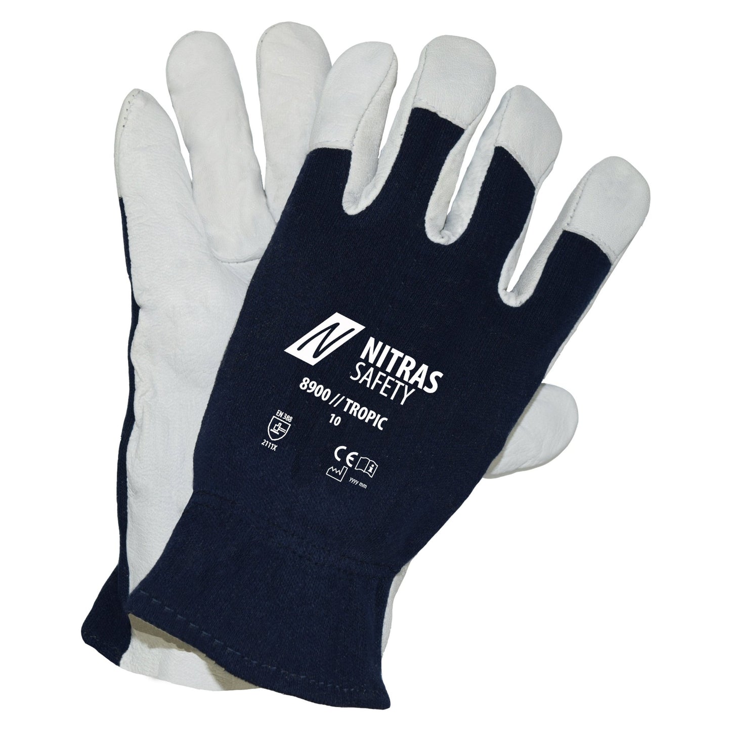 NITRAS TROPIC, Mechanikerhandschuhe, grau / dunkelblau