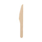 Le couteau en bois PAPSTAR "pure" 16,5 cm, ciré, en bois écologique est illustré comme couteau jetable pratique pour une utilisation durable - 100 pièces par boîte pliante (Marque : PAPSTAR GmbH).