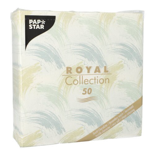 Un paquet de 50 serviettes bleues PAPSTAR "ROYAL Collection" 40x40 cm serviettes en papier de luxe, pli 1/4, de PAPSTAR GmbH.