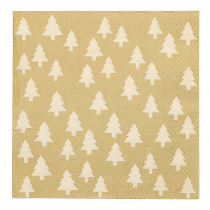 Die PAPSTAR 20 Servietten (40 x 40 cm, 3-lagig, 1/4-Falz) von PAPSTAR GmbH in Beige haben weiße Weihnachtsbaum-Silhouetten und sind hochwertig verarbeitet.