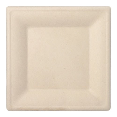 L'assiette PAPSTAR 50, canne à sucre « pure » de PAPSTAR GmbH est une assiette jetable carrée, simple, compostable en beige avec des bords surélevés - idéale pour des exigences durables et un service respectueux de l'environnement.
