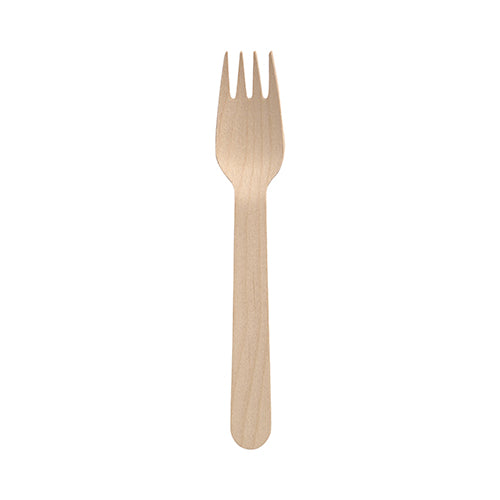Eine einzelne PAPSTAR GmbH Gabel "pure" aus Holz (16 cm), umweltfreundlich und stabil, ist auf weißem Hintergrund zu sehen.