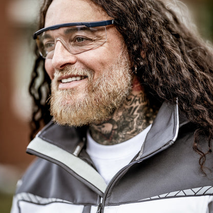 NITRAS VISION PROTECT BASIC, lunettes de branche, transparent / bleu marine, plastique EN 166 | Paquet (12 pièces)