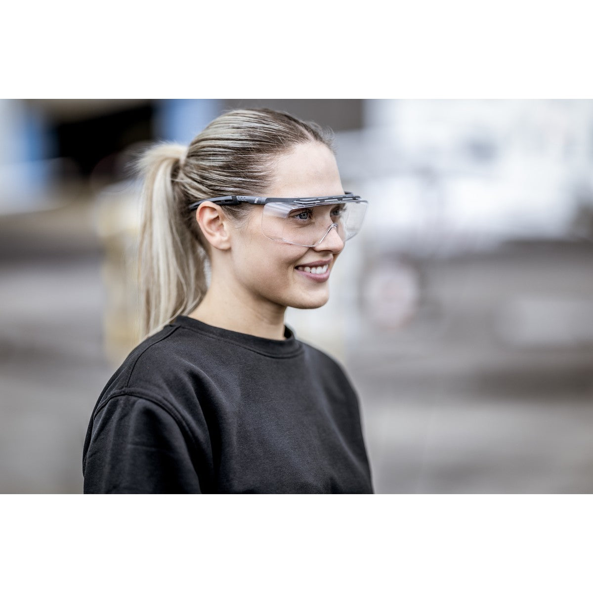 NITRAS VISION PROTECT PREMIUM, Bügelbrille, transparent / grau, ISO 16321-1 Kunststoff | Packung (10 Stück)