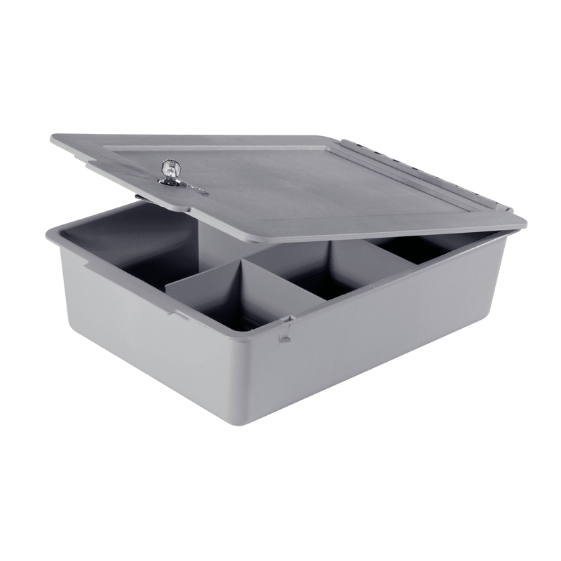 Numatic Ablageschale 120 mm tief mit Deckel und Facheinteilung, grau | Packung (1 Stück)