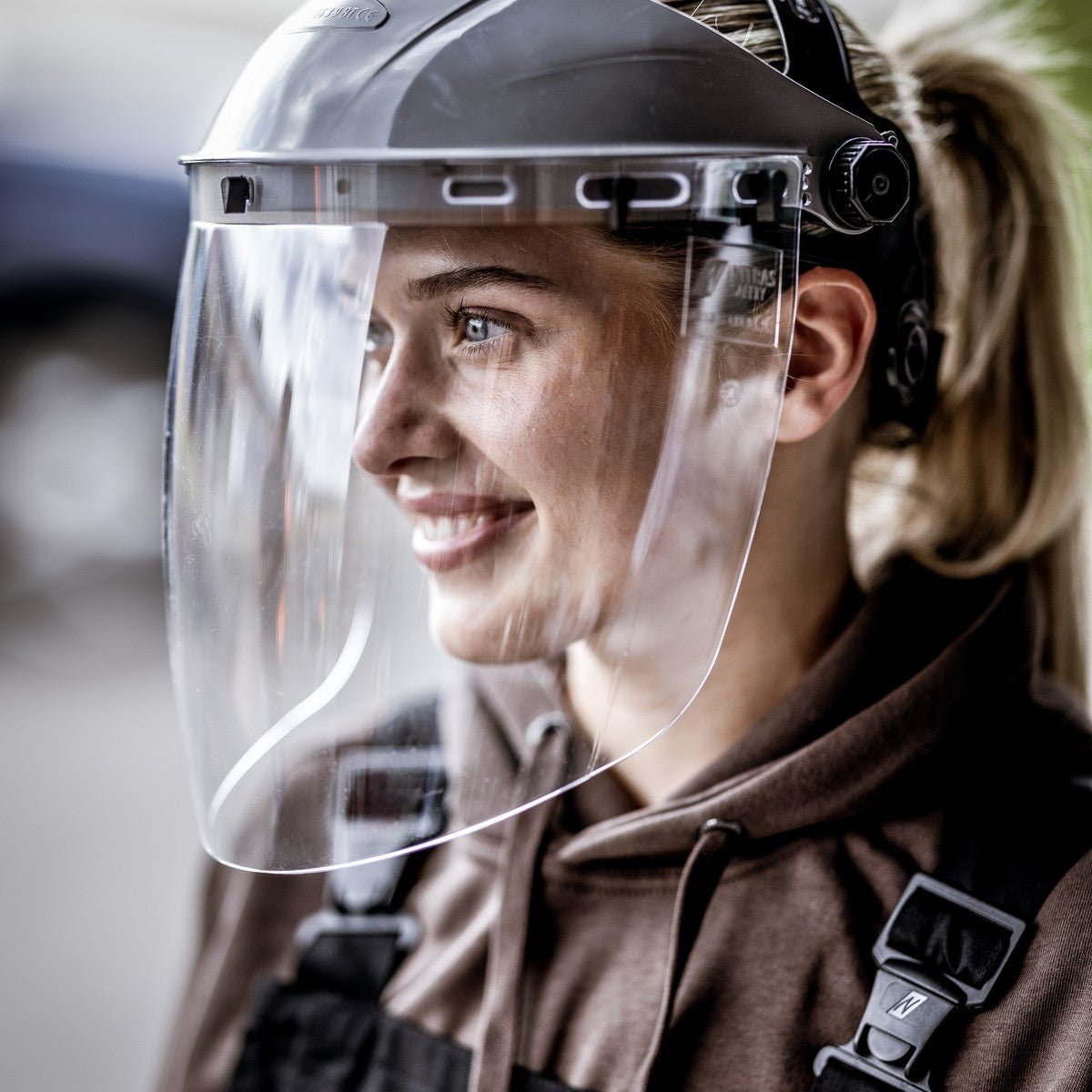 Visière NITRAS PROTECT, transparente / noire, plastique EN 166 | Paquet (1 pièce)